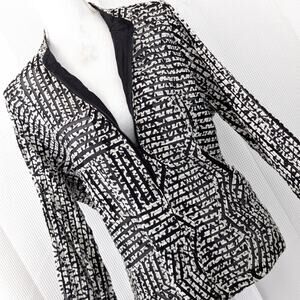 NWOT! TANJAY! RIBBON EMBROIDERY ON BLACK NET, SHEER STRIPED JACKET, TOP! SZ 14